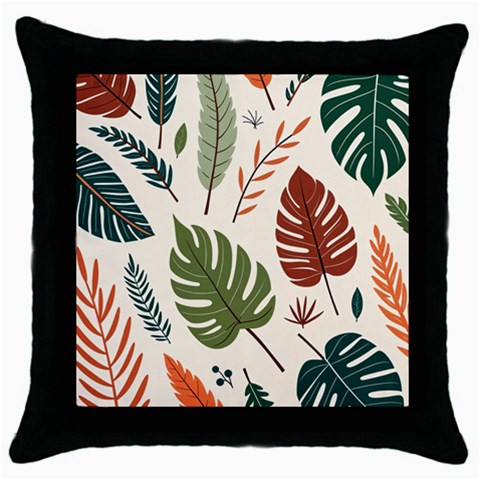 Leaves Autumn Throw Pillow Case (Black) from ArtsNow.com Front