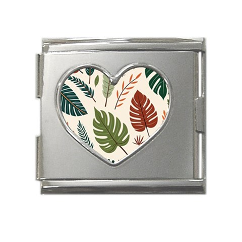 Leaves Autumn Mega Link Heart Italian Charm (18mm) from ArtsNow.com Front