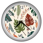 Leaves Autumn Wall Clock (Silver)