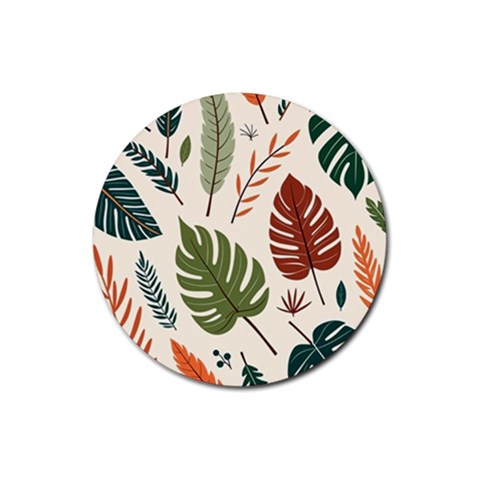 Leaves Autumn Rubber Coaster (Round) from ArtsNow.com Front