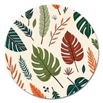 Leaves Autumn Magnet 5  (Round)