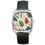 Leaves Autumn Square Metal Watch