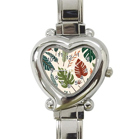 Leaves Autumn Heart Italian Charm Watch from ArtsNow.com Front