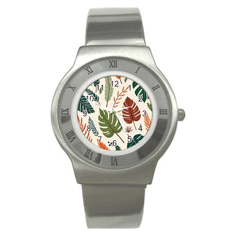 Leaves Autumn Stainless Steel Watch from ArtsNow.com Front