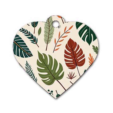 Leaves Autumn Dog Tag Heart (One Side) from ArtsNow.com Front