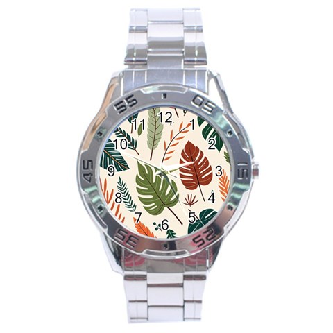 Leaves Autumn Stainless Steel Analogue Watch from ArtsNow.com Front