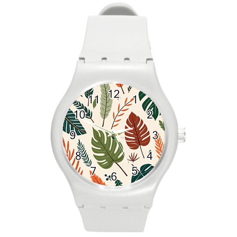 Leaves Autumn Round Plastic Sport Watch (M) from ArtsNow.com Front