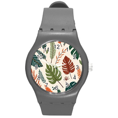 Leaves Autumn Round Plastic Sport Watch (M) from ArtsNow.com Front