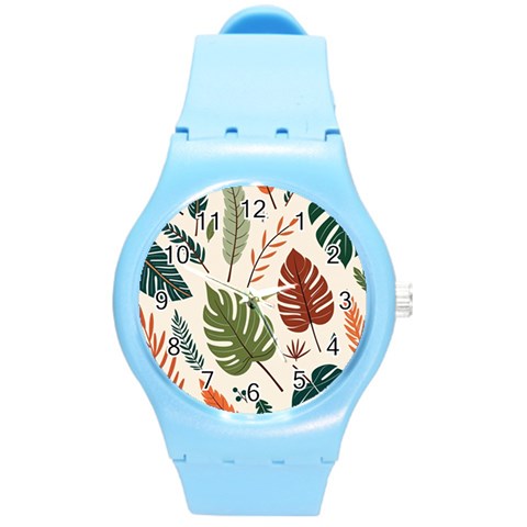 Leaves Autumn Round Plastic Sport Watch (M) from ArtsNow.com Front