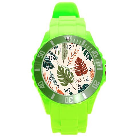 Leaves Autumn Round Plastic Sport Watch (L) from ArtsNow.com Front