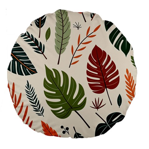 Leaves Autumn Large 18  Premium Round Cushions from ArtsNow.com Front