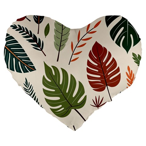 Leaves Autumn Large 19  Premium Heart Shape Cushions from ArtsNow.com Front