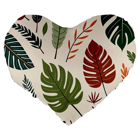 Leaves Autumn Large 19  Premium Heart Shape Cushions from ArtsNow.com Back