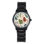 Leaves Autumn Stainless Steel Round Watch