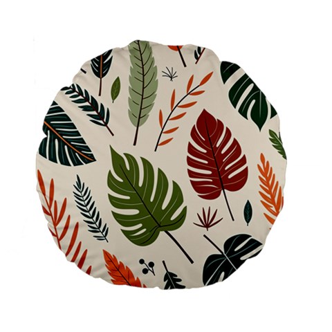 Leaves Autumn Standard 15  Premium Flano Round Cushions from ArtsNow.com Front