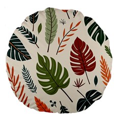 Leaves Autumn Large 18  Premium Flano Round Cushions from ArtsNow.com Front