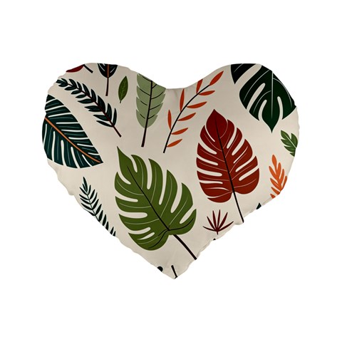 Leaves Autumn Standard 16  Premium Flano Heart Shape Cushions from ArtsNow.com Front