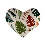 Leaves Autumn Standard 16  Premium Flano Heart Shape Cushions