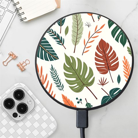 Leaves Autumn Wireless Fast Charger(Black) from ArtsNow.com Front