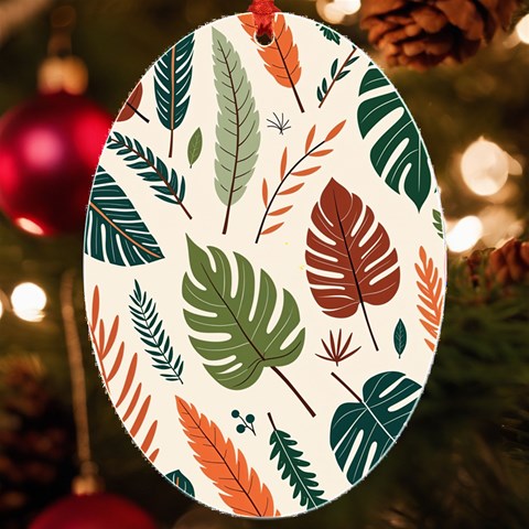 Leaves Autumn UV Print Acrylic Ornament Oval from ArtsNow.com Front