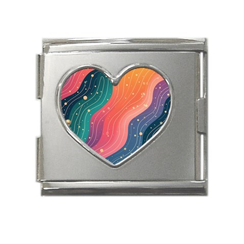 Art Abstract Pattern Mega Link Heart Italian Charm (18mm) from ArtsNow.com Front