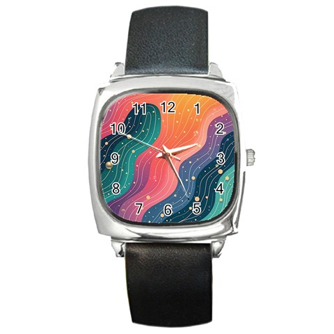 Art Abstract Pattern Square Metal Watch from ArtsNow.com Front