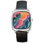 Art Abstract Pattern Square Metal Watch