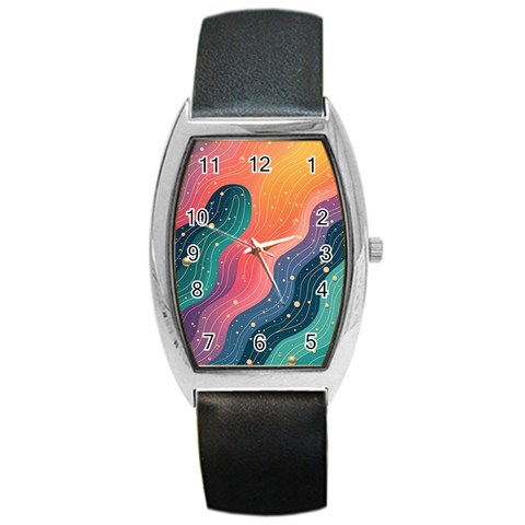 Art Abstract Pattern Barrel Style Metal Watch from ArtsNow.com Front