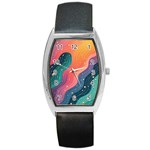 Art Abstract Pattern Barrel Style Metal Watch