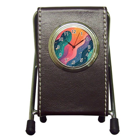 Art Abstract Pattern Pen Holder Desk Clock from ArtsNow.com Front