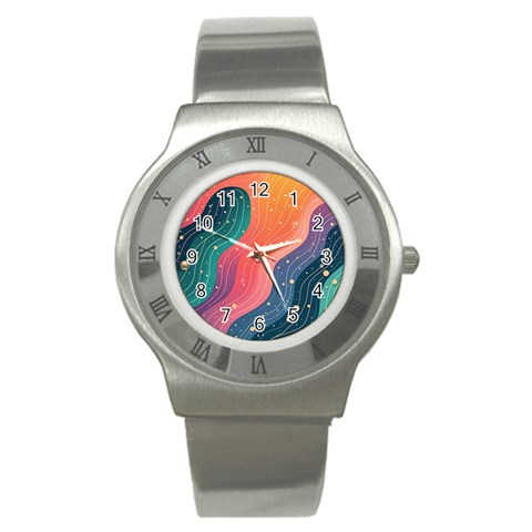 Art Abstract Pattern Stainless Steel Watch from ArtsNow.com Front