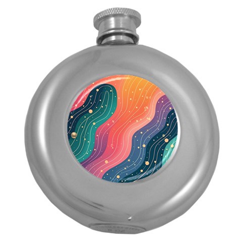 Art Abstract Pattern Round Hip Flask (5 oz) from ArtsNow.com Front