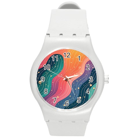 Art Abstract Pattern Round Plastic Sport Watch (M) from ArtsNow.com Front