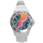 Art Abstract Pattern Round Plastic Sport Watch (L)