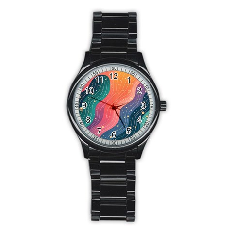 Art Abstract Pattern Stainless Steel Round Watch from ArtsNow.com Front