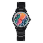 Art Abstract Pattern Stainless Steel Round Watch