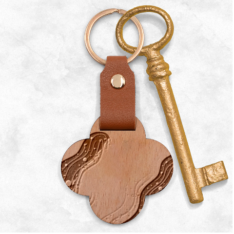 Art Abstract Pattern Engraved Wood Key Chain from ArtsNow.com Front