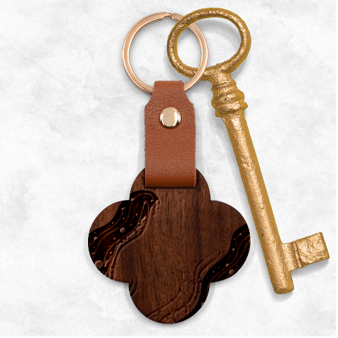 Art Abstract Pattern Engraved Wood Key Chain from ArtsNow.com Front