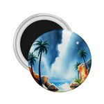 Delicate Watercolor Painting Surreal Oasis Scene With Intense Dramatic Lighting 2.25  Magnets