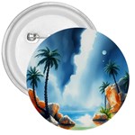 Delicate Watercolor Painting Surreal Oasis Scene With Intense Dramatic Lighting 3  Buttons