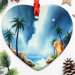 Delicate Watercolor Painting Surreal Oasis Scene With Intense Dramatic Lighting Ornament (Heart)