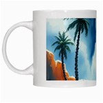 Delicate Watercolor Painting Surreal Oasis Scene With Intense Dramatic Lighting White Mug