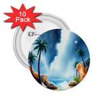 Delicate Watercolor Painting Surreal Oasis Scene With Intense Dramatic Lighting 2.25  Buttons (10 pack) 