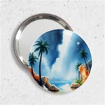 Delicate Watercolor Painting Surreal Oasis Scene With Intense Dramatic Lighting 2.25  Handbag Mirrors