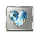 Delicate Watercolor Painting Surreal Oasis Scene With Intense Dramatic Lighting Mega Link Heart Italian Charm (18mm)