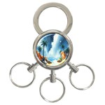 Delicate Watercolor Painting Surreal Oasis Scene With Intense Dramatic Lighting 3-Ring Key Chain