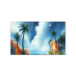 Delicate Watercolor Painting Surreal Oasis Scene With Intense Dramatic Lighting Sticker (Rectangular)