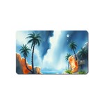 Delicate Watercolor Painting Surreal Oasis Scene With Intense Dramatic Lighting Magnet (Name Card)