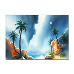 Delicate Watercolor Painting Surreal Oasis Scene With Intense Dramatic Lighting Sticker A4 (10 pack)