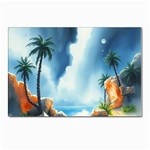 Delicate Watercolor Painting Surreal Oasis Scene With Intense Dramatic Lighting Postcard 4 x 6  (Pkg of 10)